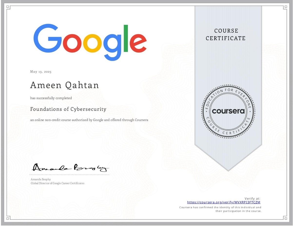 Foundations of Cybersecurity (Google)