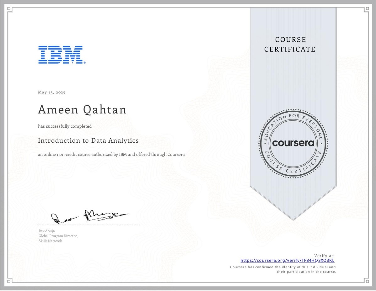 Introduction to Data Analytics (IBM)