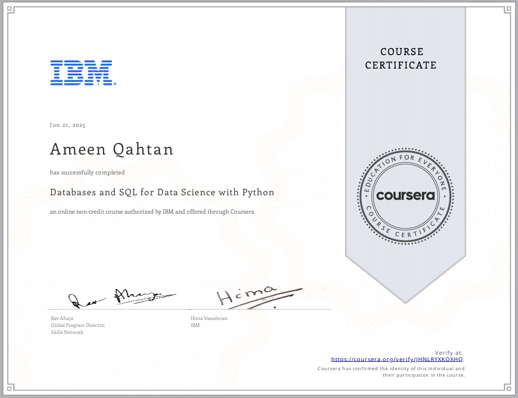 قواعد البيانات وSQL لعلم البيانات باستخدام بايثون