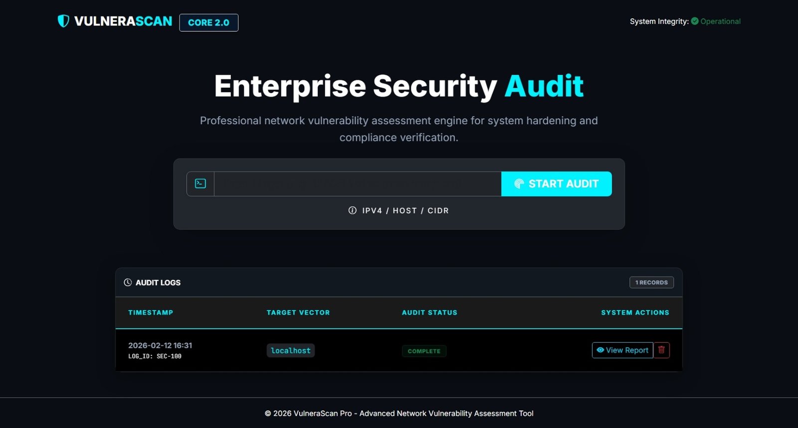 VulneraScan: تطبيق ويب قائم على Flask لمسح أمان الشبكة